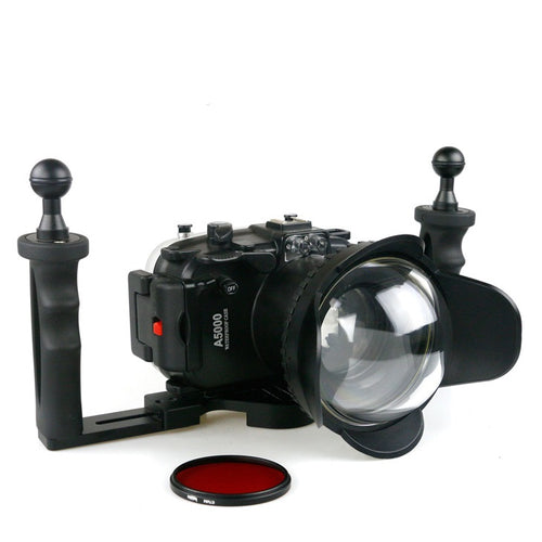 40m(130ft) Diving waterproof Underwater Housing Case for Sony A5000 Digital SLR Camera  with 67mm Fisheye lens Camera Housing Tray - Photography Stop Ireland